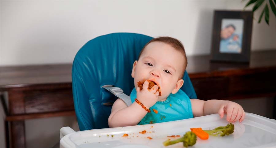 Criança comendo sozinha 